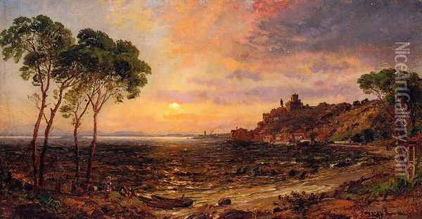 Sunset over Lake Thrasemine Oil Painting - Jasper Francis Cropsey