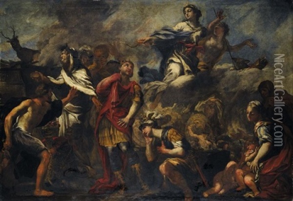 The Sacrifice Of Iphigenia Oil Painting - Giovanni Battista Carlone