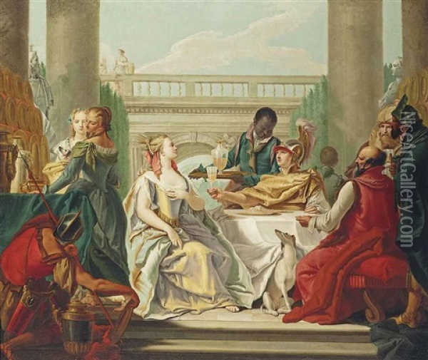 The Banquet Of Cleopatra And Marc Anthony Oil Painting - Giovanni Battista Tiepolo