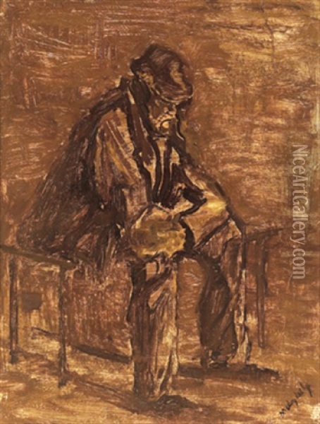 Sitzender Alter Oil Painting - Laszlo Mednyanszky