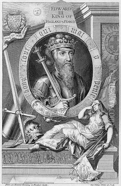 Edward III 1312-77 King of England from 1327, after a painting in Windsor Castle, engraved by the artist Oil Painting - George Vertue