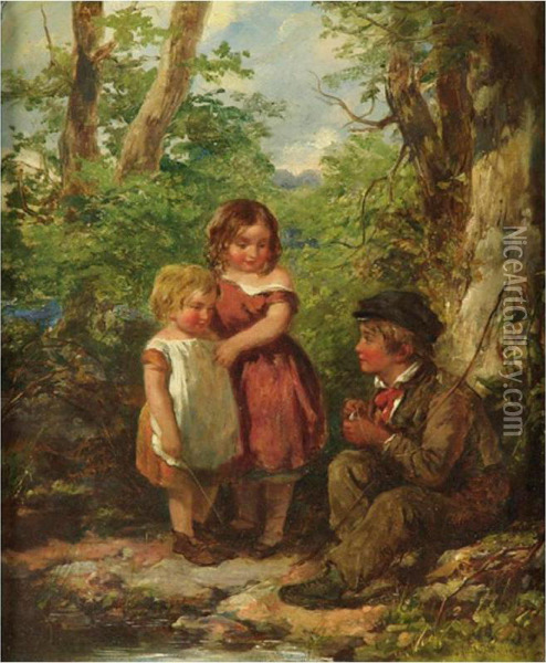 The Young Anglers Oil Painting - James Curnock