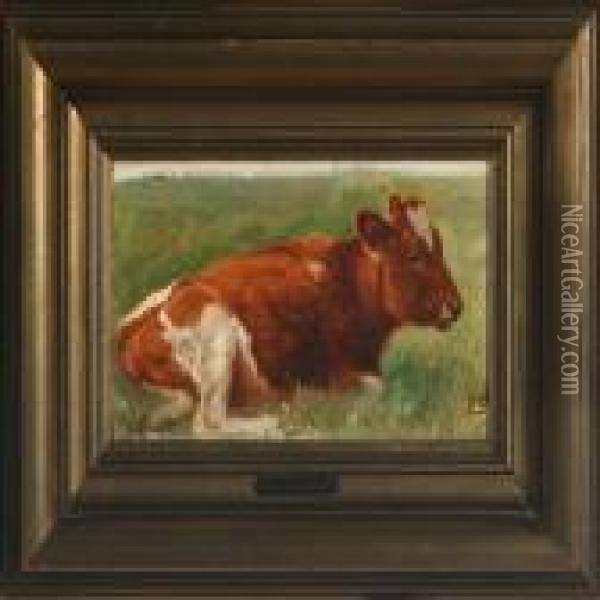 A Cow On The Field Oil Painting - Poul Steffensen