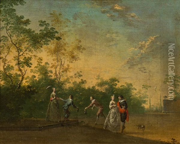 Elegant Society In A Park Oil Painting - Norbert Joseph Carl Grund