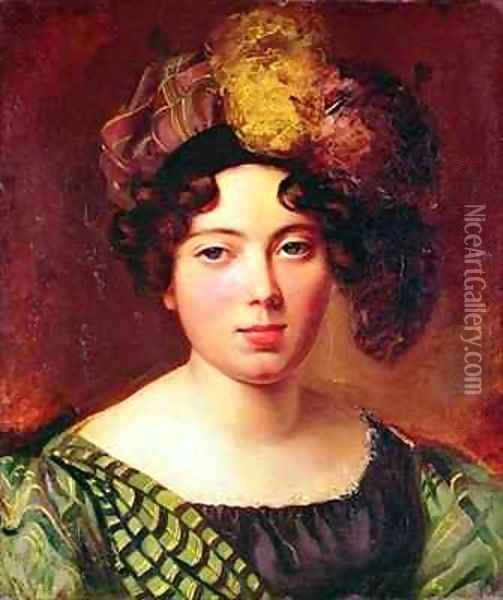 Portrait of a Young Scottish Woman Oil Painting - Eugene Francois Marie Joseph Deveria