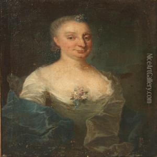 Portrait Of Anna Mangor, Nee Sauerin Oil Painting - Johann Salomon Wahl