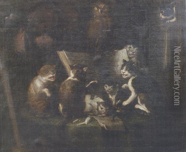 Concert Entre Chats Oil Painting - Faustino Bocchi