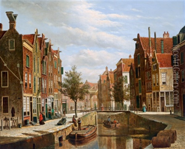 Hollandische Kanalszene Oil Painting - Willem Koekkoek