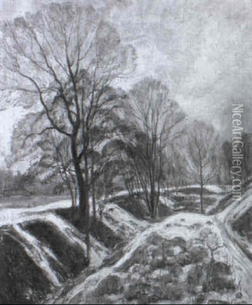 Winterliche Flusslandschaft Oil Painting - Joseph Favre