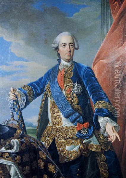 Portrait Of Louis Xv Oil Painting - Louis Michel van Loo