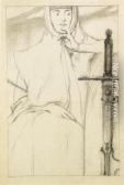 Etude Pour L'idee De Justice: Justice Oil Painting - Fernand Khnopff