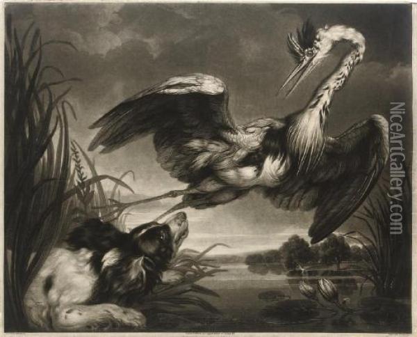 Heron And Spaniel Oil Painting - Samuel William I Reynolds