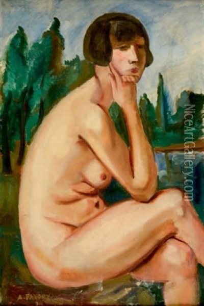 Baigneuse Assise Oil Painting - Andre Favory
