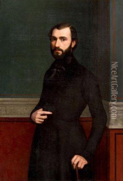 Portrait D'homme A La Redingote Noire Oil Painting - Jean-Daniel Favas