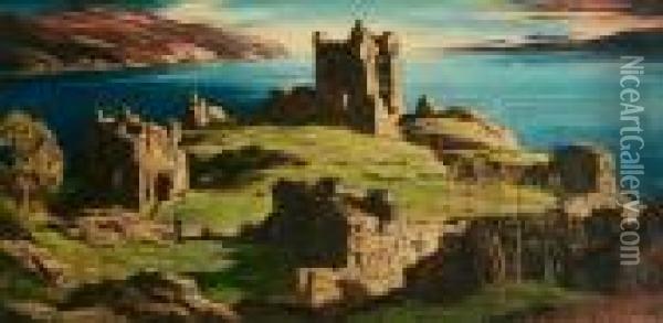 Castle Urquhart, Loch Ness Oil Painting - David Young Cameron