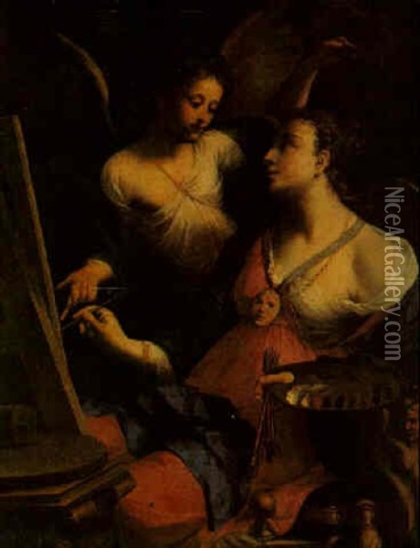An Allegory Of Painting Oil Painting - Domenico Maria Muratori