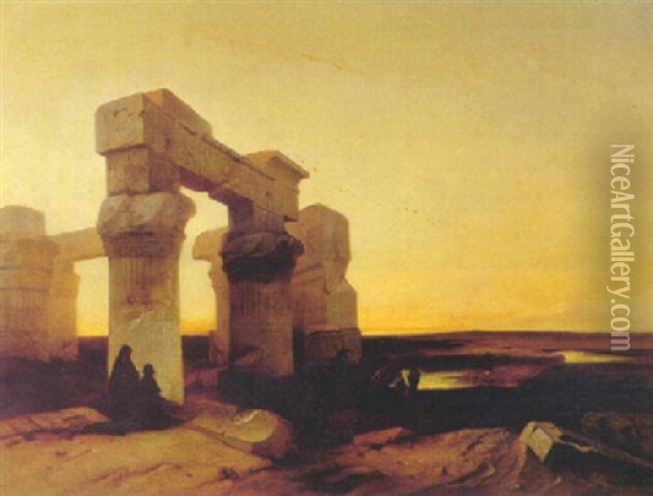 An Egyptian Temple Oil Painting - Jacob Jacobs