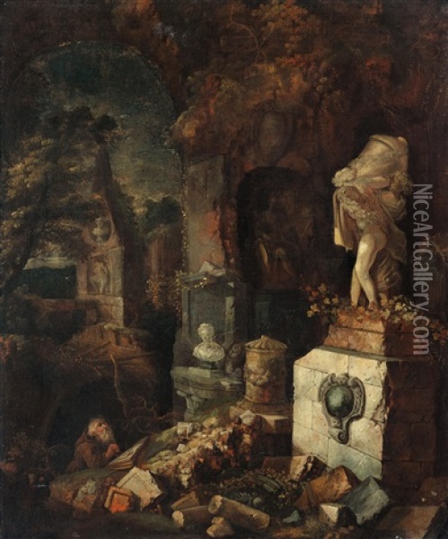 Landscape With Ruins Oil Painting - Jan Griffier the Elder