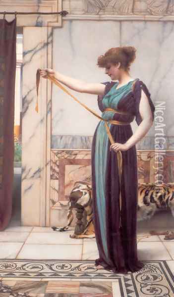 A Pompeian Lady Oil Painting - John William Godward