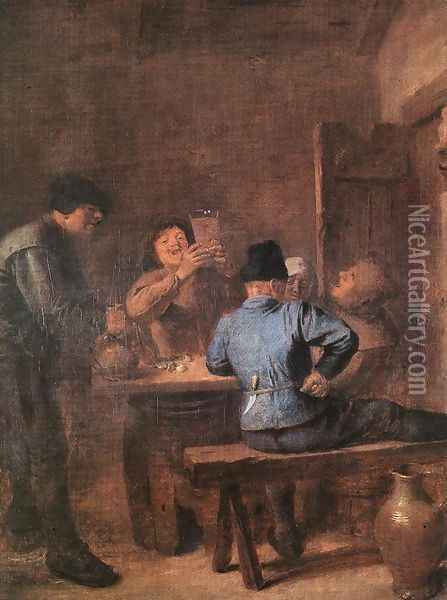 In the Tavern Oil Painting - Adriaen Brouwer