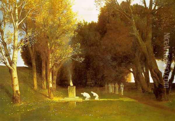 The Sacred Wood, 1882 Oil Painting - Arnold Bocklin