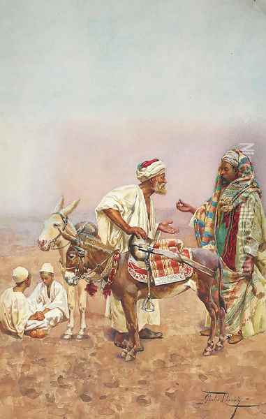 One Dirham for a Ride through the Desert Oil Painting - Giulio Rosati