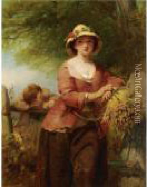 The Harvest Girl Oil Painting - James John Hill