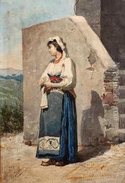 Peasant Girl Oil Painting - Filippo Indoni
