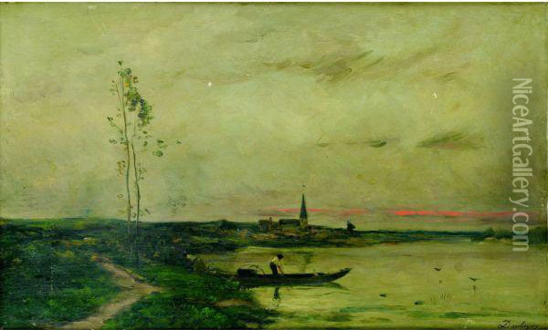 Fisherman Oil Painting - Charles-Francois Daubigny