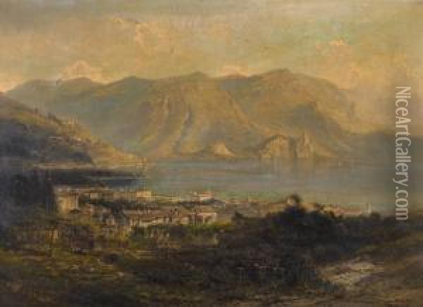 Ansicht Des Gardasees Oil Painting - Ferdinand Feldhutter