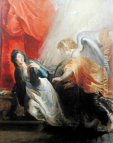 Annunciation of the Virgins Death c.1611 Oil Painting - Peter Paul Rubens