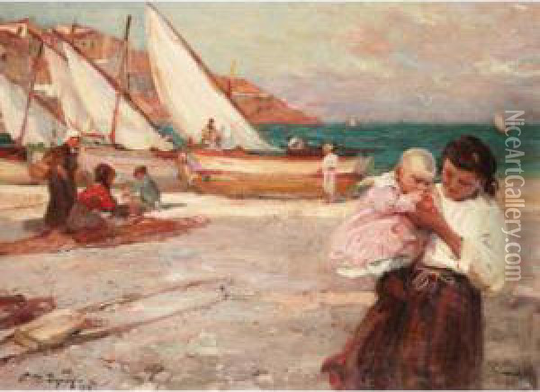 At The Beach Oil Painting - Paul Michel Dupuy