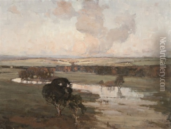 Heidelberg Landscape Oil Painting - William Dunn Knox