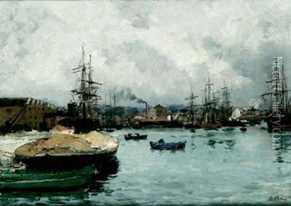 Le Port De Commerce Oil Painting - Jean Baptiste Olive