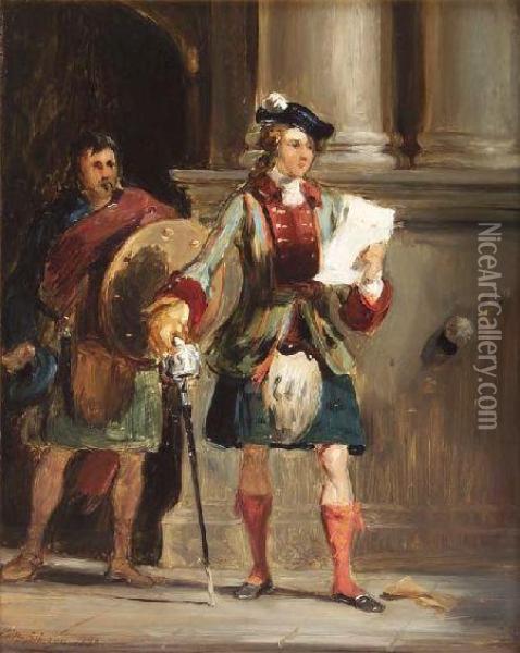 Bonnie Prince Charlie At Holyrood Oil Painting - William Simson