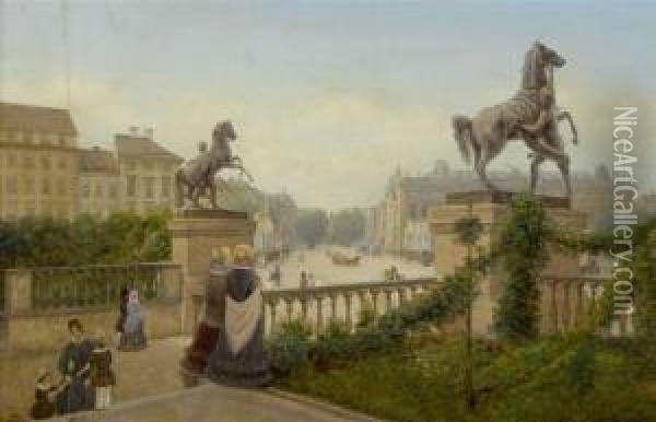 View Of The Linden With The Berlin Stadtschloss Oil Painting - Wilhelm Brucke