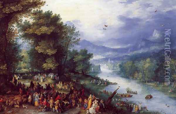 Landscape with the Young Tobie Oil Painting - Jan The Elder Brueghel