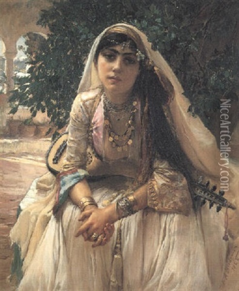 Algerian Girl Oil Painting - Frederick Arthur Bridgman
