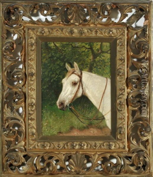 Pferdekopf Vor Baumen Oil Painting - Ludwig Benno Fay