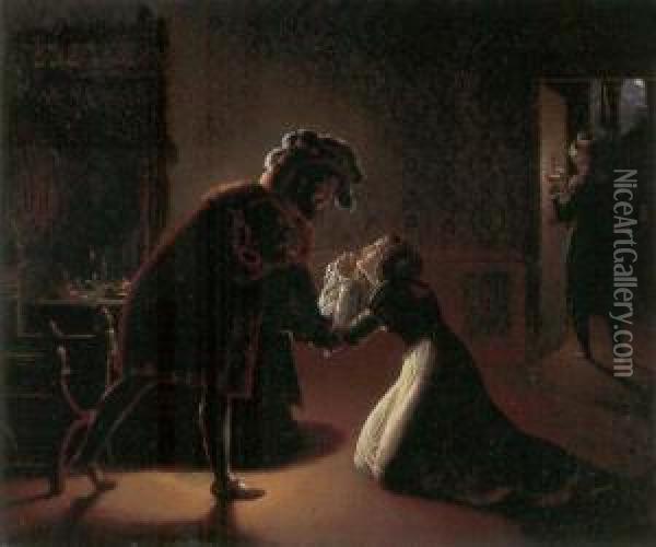 Diane De Poitiers Begging Francois I Mercy For Her Father Oil Painting - Antoinette Cecile Hortense Lescot Haudebourt