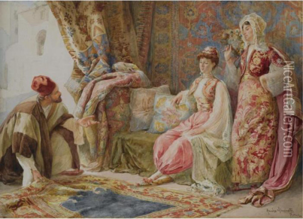 The Carpet Seller Oil Painting - Amedeo Momo Simonetti