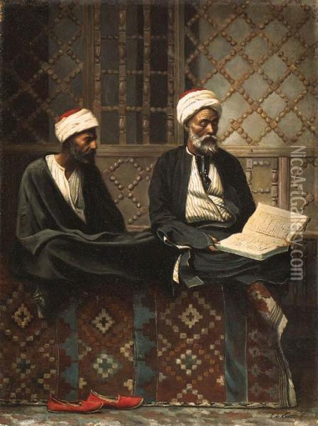 Reading Of The Koran Oil Painting - Leendert, De Koningh Jnr.