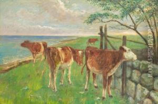 Cows On Saltholmen Oil Painting - Theodore Esbern Philipsen