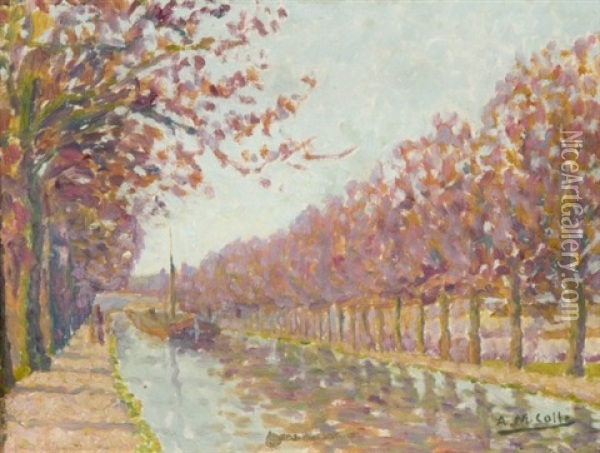 Canal Au Printemps Oil Painting - Michel Auguste Colle