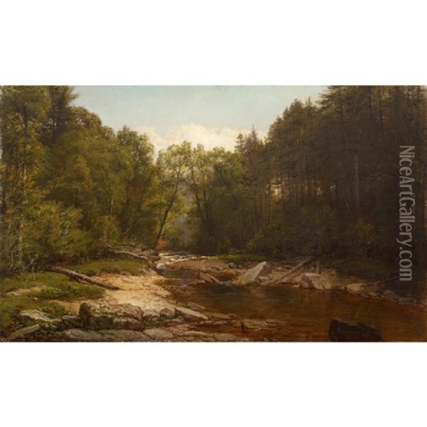 Pennsylvania Landscape With Stream Oil Painting - George T. Hetzel