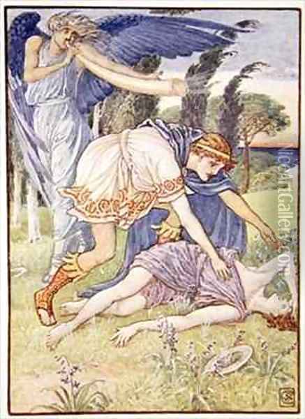 The wind god sent a gust from the south Oil Painting - Walter Crane
