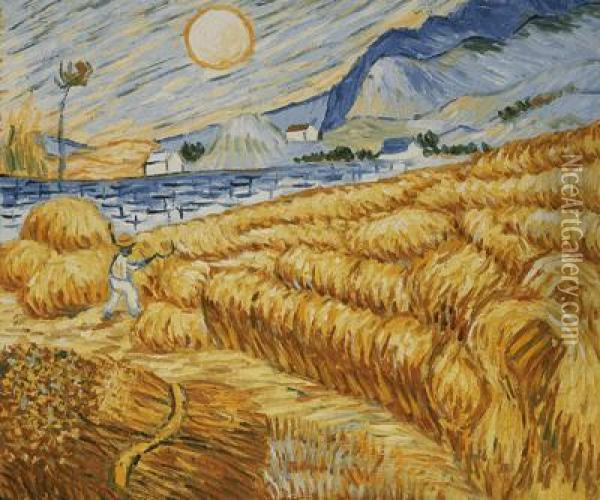 Enclosed Field With Reaper At Sunrise Oil Painting - Vincent Van Gogh