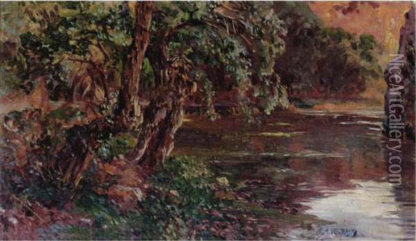 Beside The River Oil Painting - Antonio Gomez Munoz Degrain