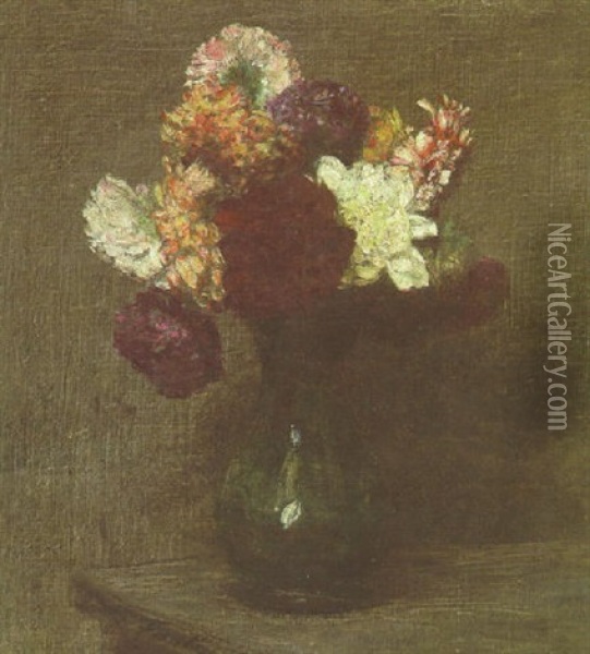 Fleurs, Dahlias Oil Painting - Henri Fantin-Latour