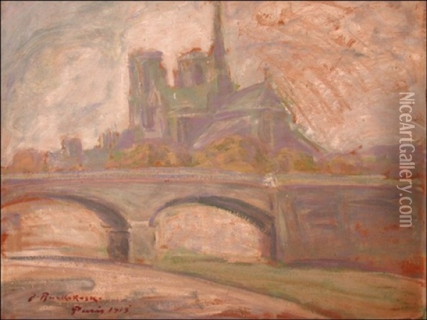 Notre Dame, Pariisi Oil Painting - Jalmari Ruokokoski
